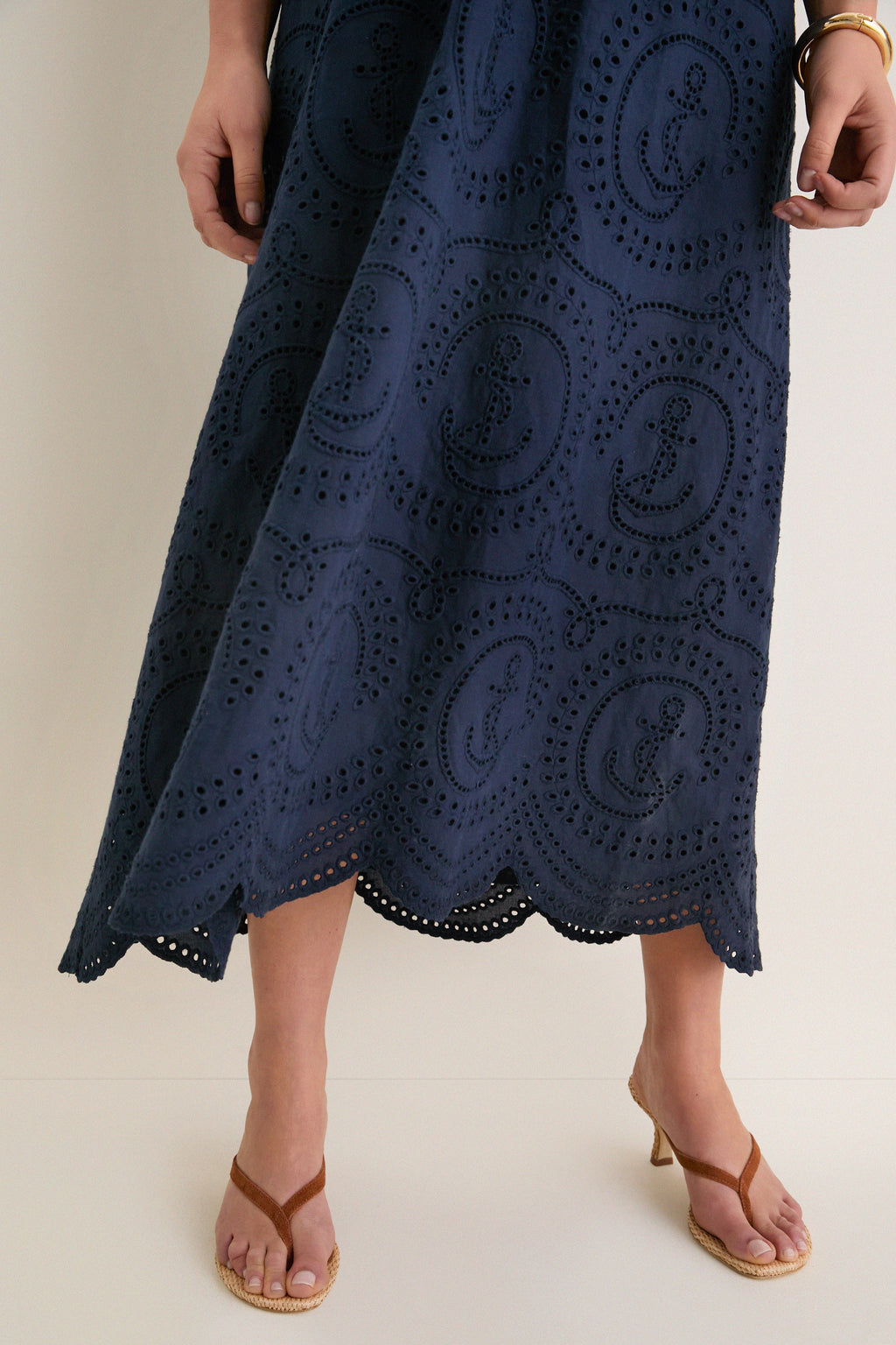 Navy Nautical Eyelet Jagger Dress