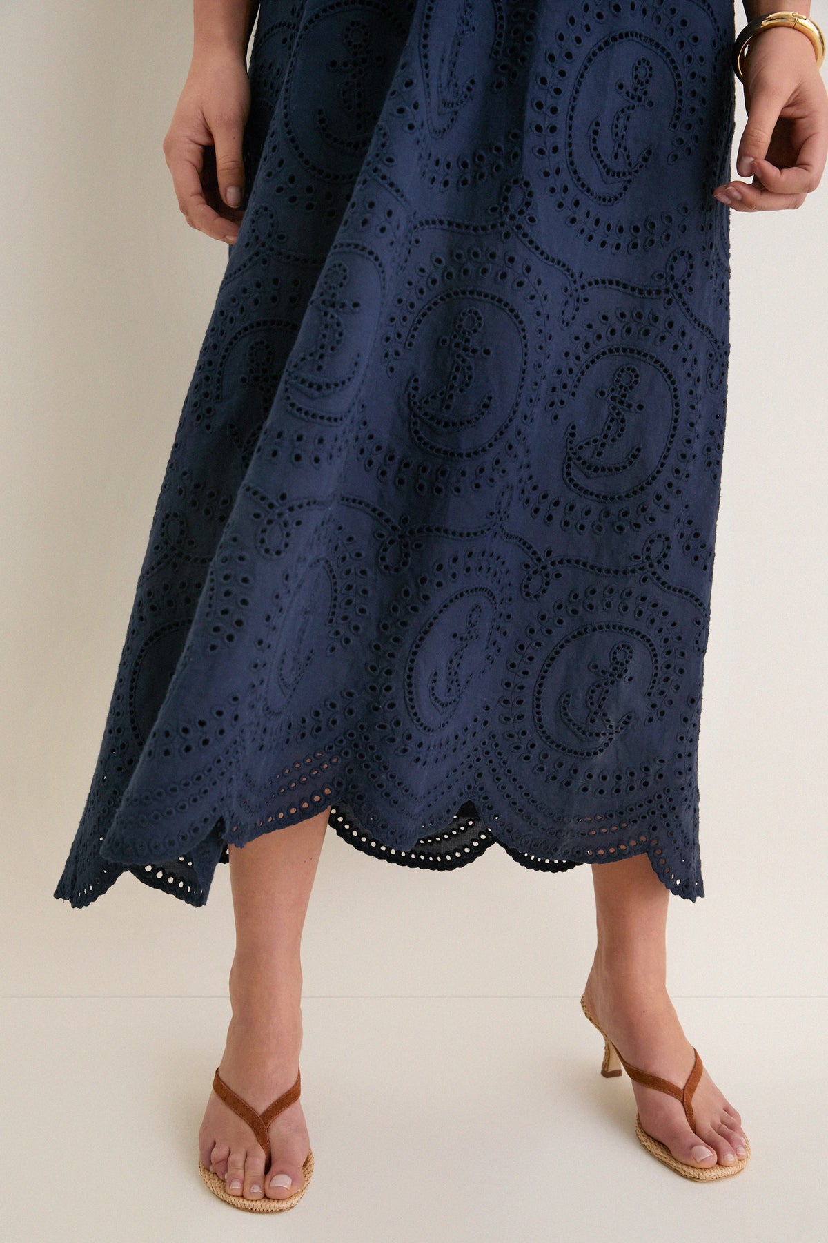 Navy Nautical Eyelet Jagger Dress