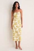 Olive & Cream Tropical Lowery Maxi Dress