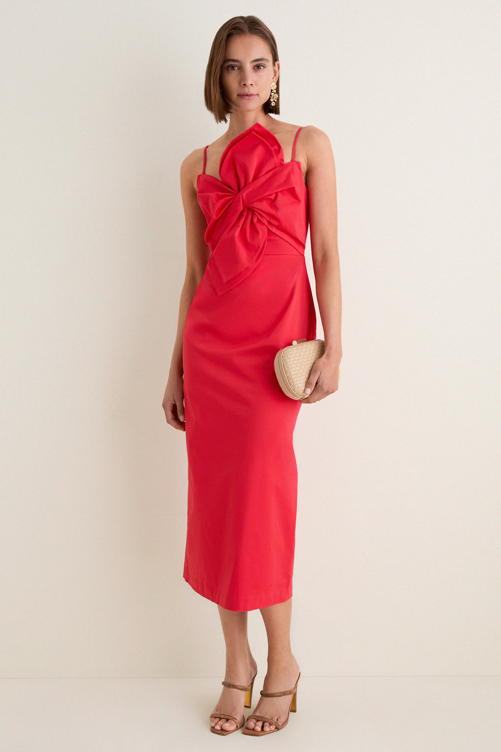 Red Asymmetric Bow Faye Maxi Dress