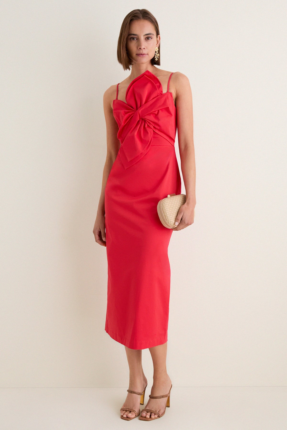 Red Asymmetric Bow Faye Maxi Dress