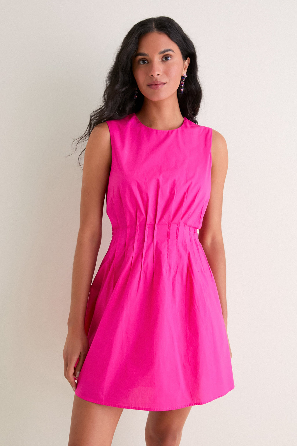 Hot Pink Pintuck Elle Mini Dress