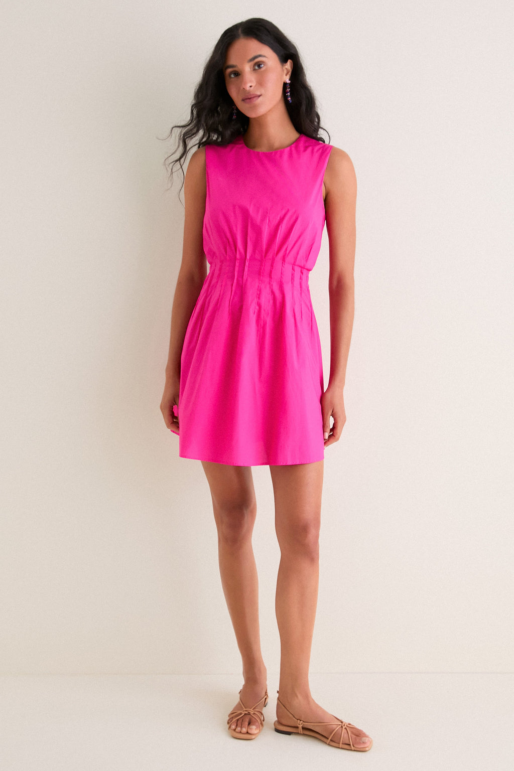Hot Pink Pintuck Elle Mini Dress