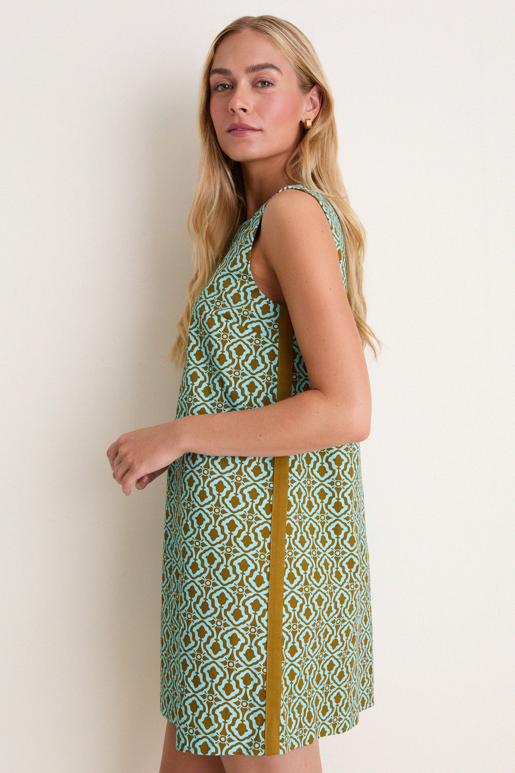 Turquoise & Brown Geo Bitsy Mini Dress