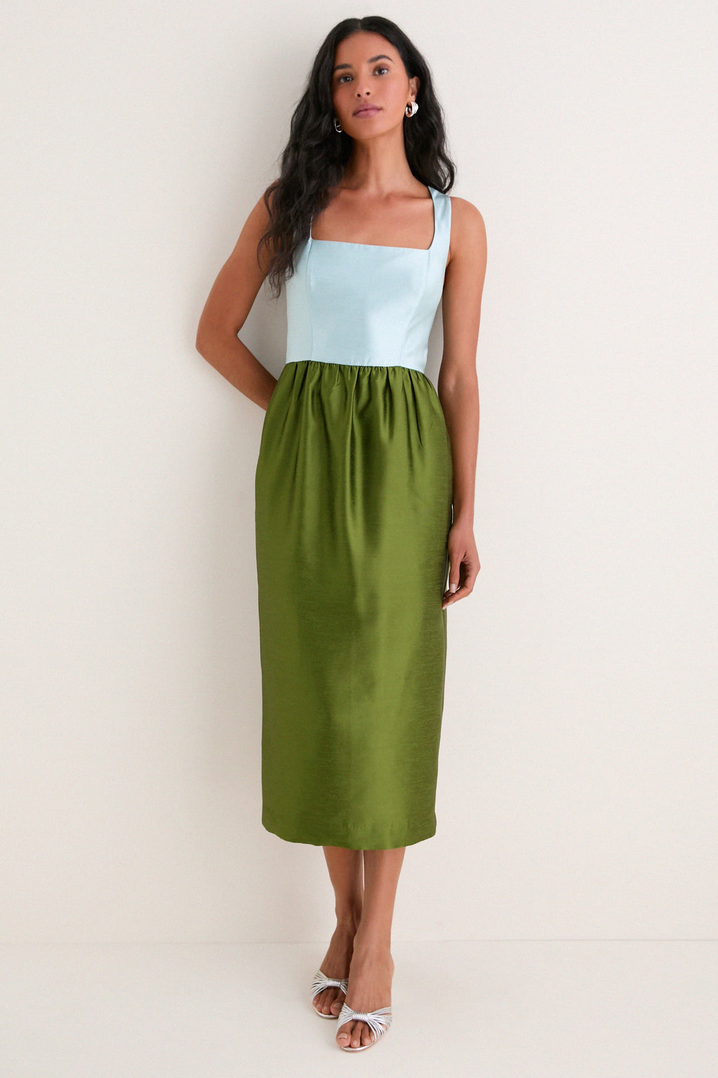 Colorblock Dupioni Brigitte Dress