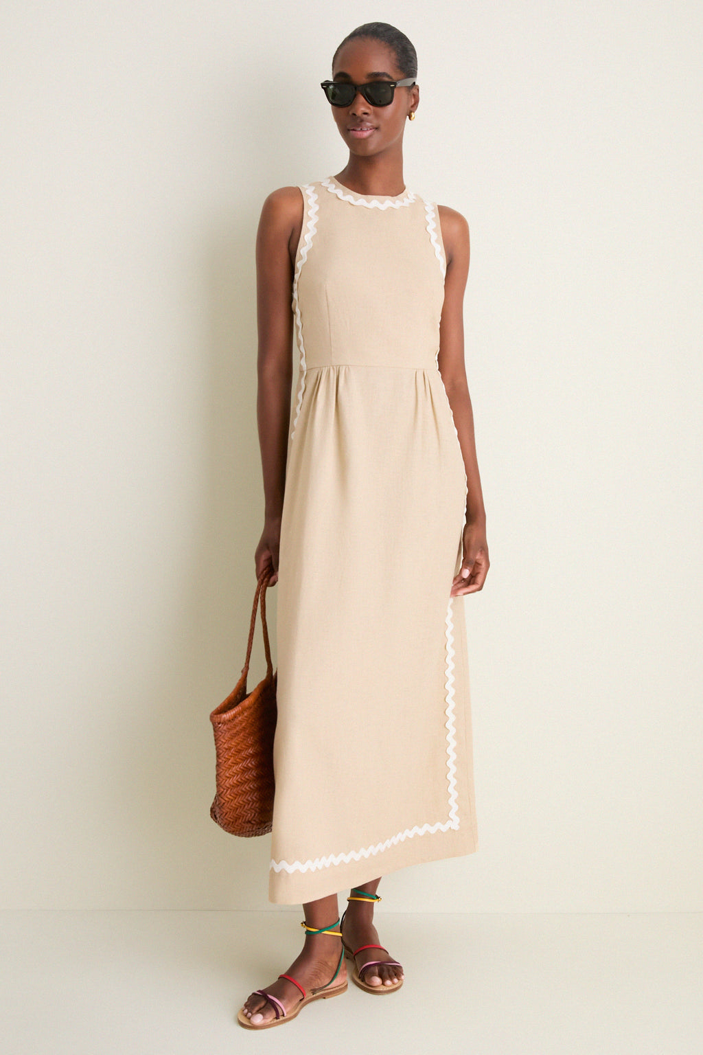 Sand Ric Rac Tie Brocks Dress