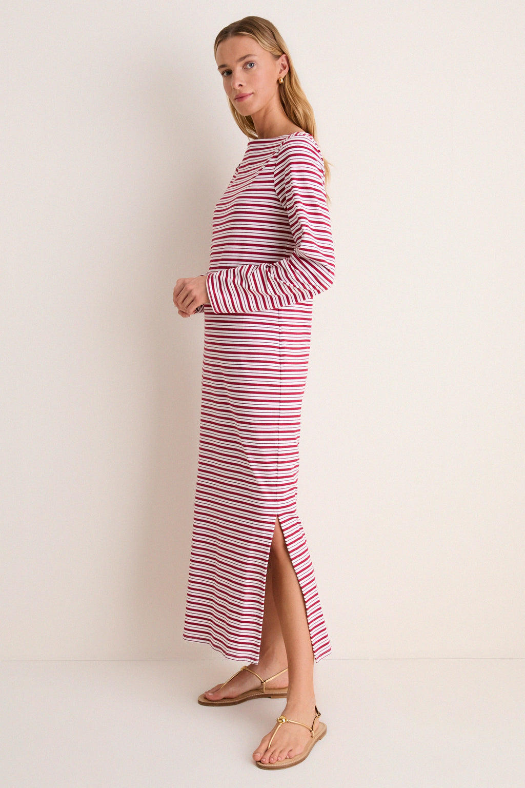 Red Stripe Boatneck Tuzzi Dress