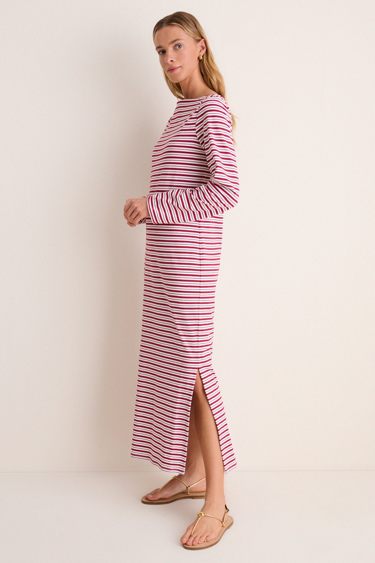 Red Stripe Boatneck Tuzzi Dress