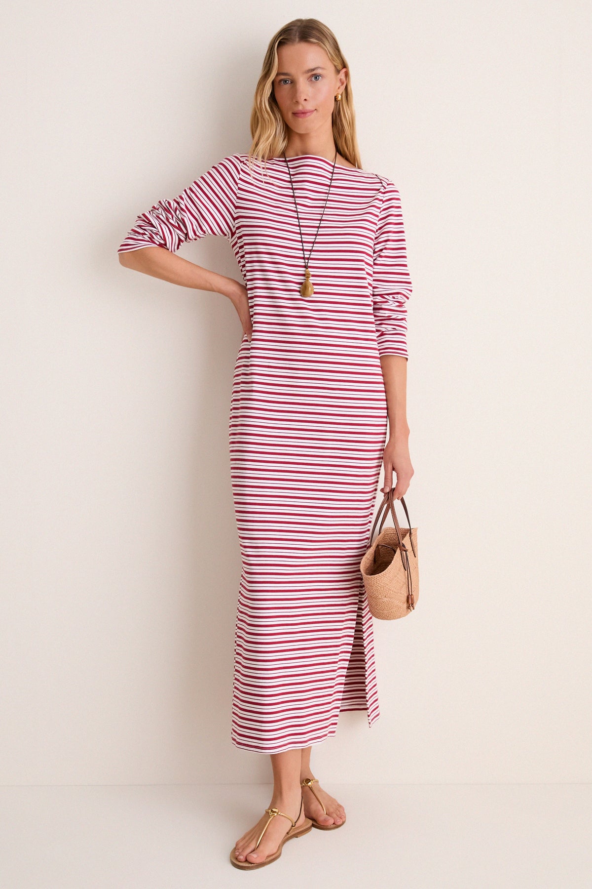 Red Stripe Boatneck Tuzzi Dress