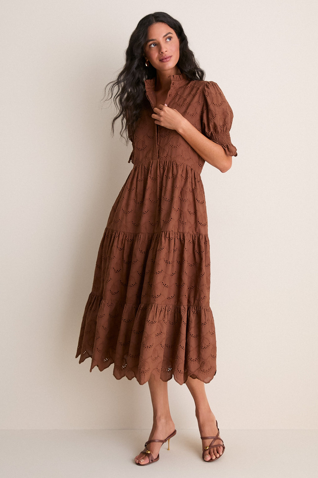 Chocolate Eyelet Bennett Midi Dress