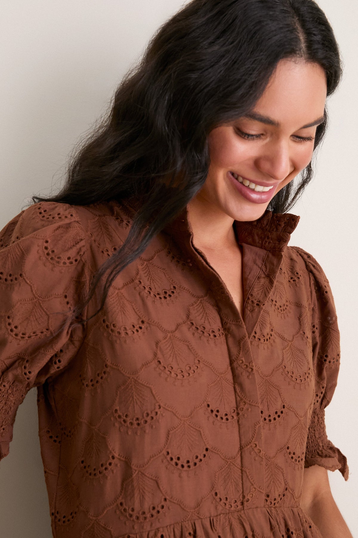 Chocolate Eyelet Bennett Midi Dress