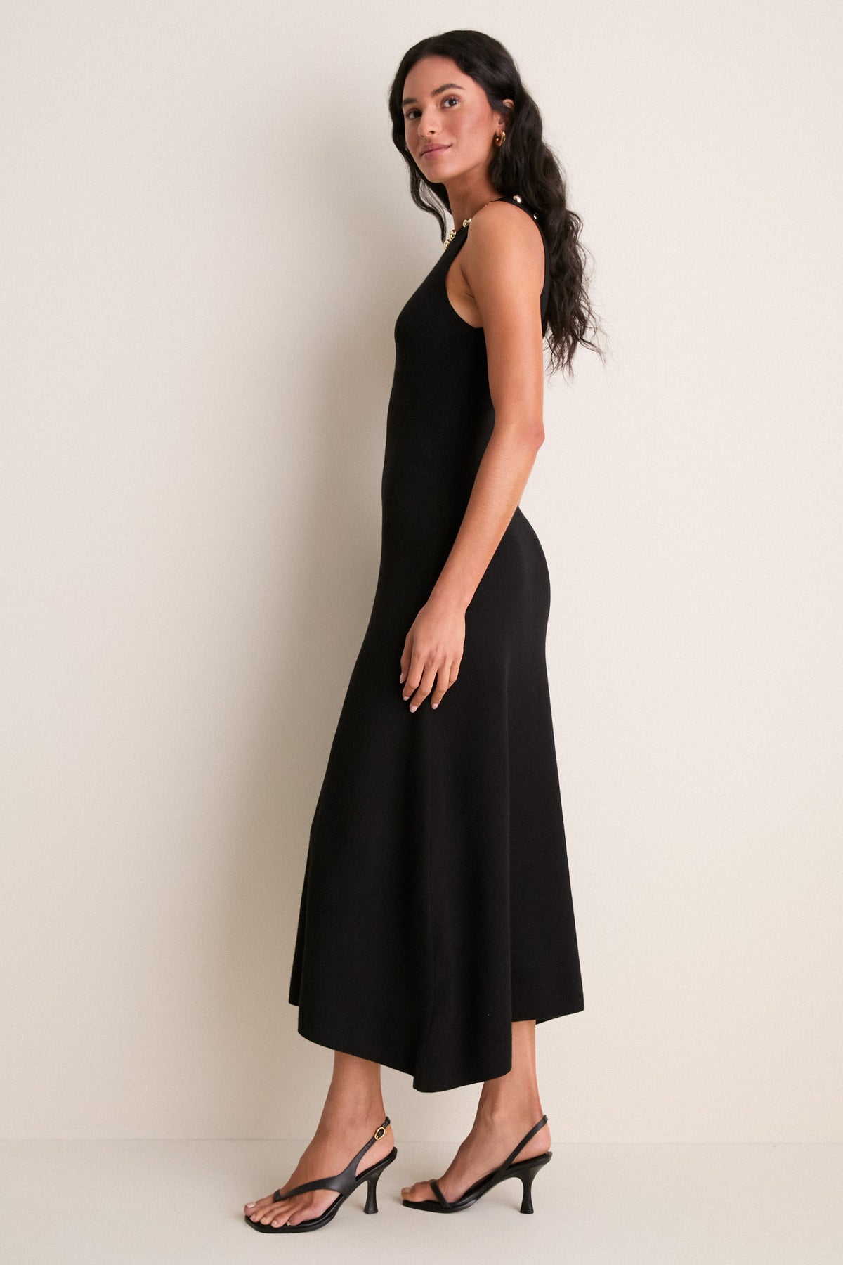Black Knit & Gold Hardware Prescott Maxi Dress