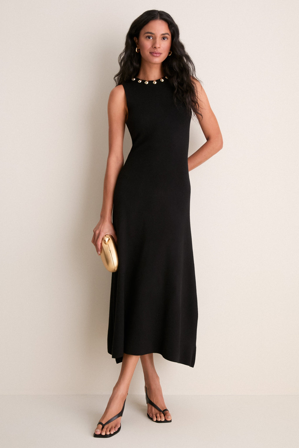 Black Knit & Gold Hardware Prescott Maxi Dress
