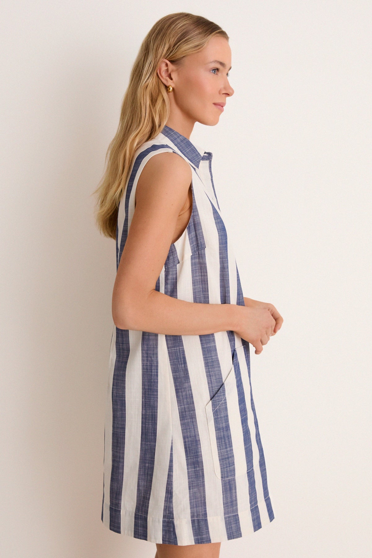 Villa Stripe Cotton Celio Shirt Dress