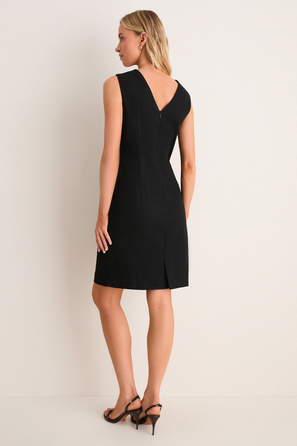 Black Stretch Cotton Twill  Lucia Dress
