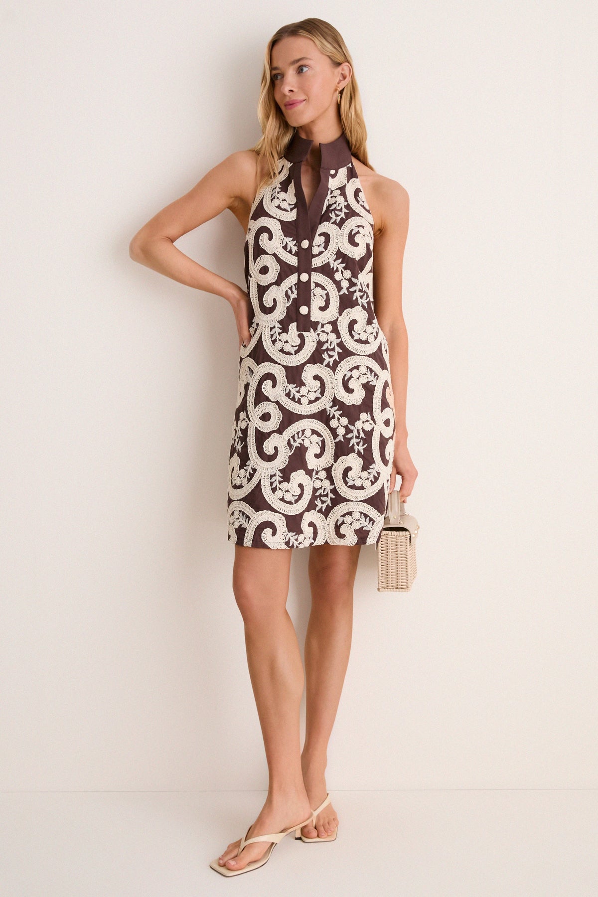 Cafe Scroll Embroidered Jagger Mini Dress