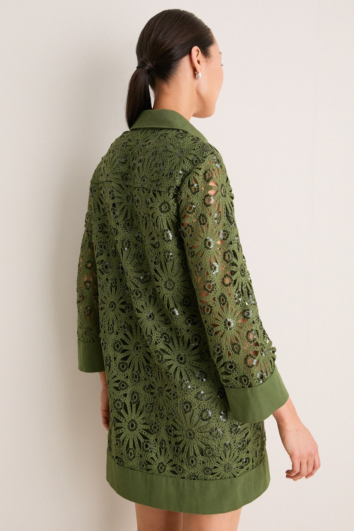 Green Crochet Sparkle Collier Dress