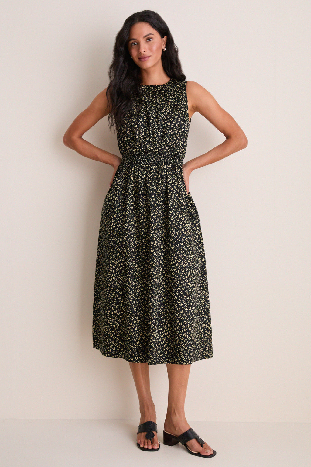 Black Ditsy Floral Walker Tank Dress