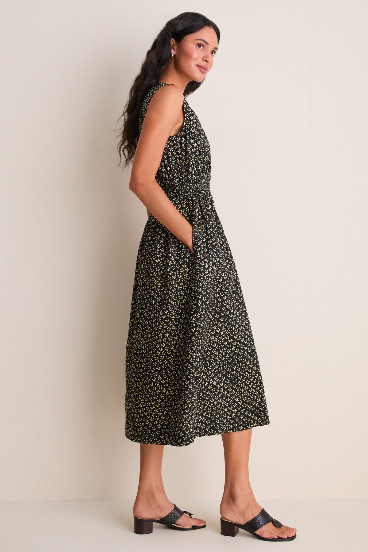 Black Ditsy Floral Walker Tank Dress